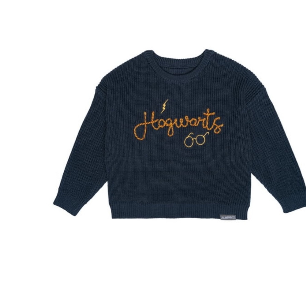 Harry Potter Hogwarts Navy Unisex Sweater with Embroidery